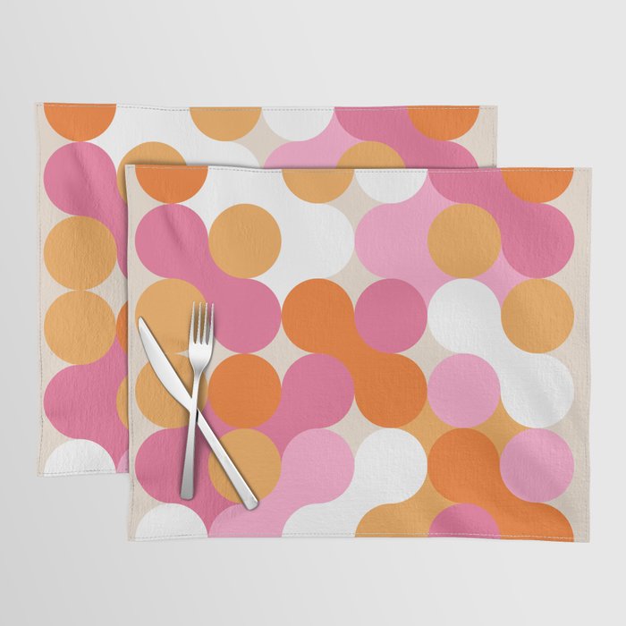 Liquid dot pattern 1 - yellow, orange, pink & white Placemat Gallery Image 1