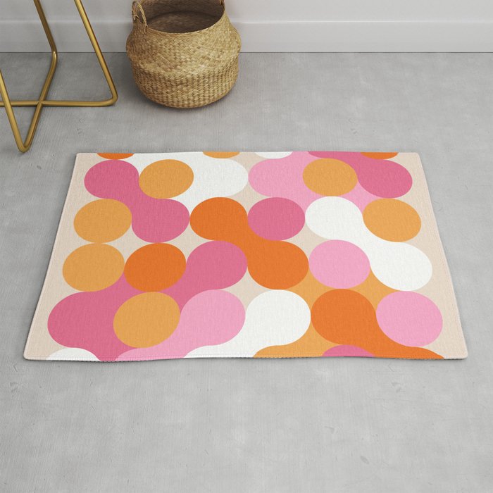 Liquid dot pattern 1 - yellow, orange, pink & white Rug Gallery Image 1