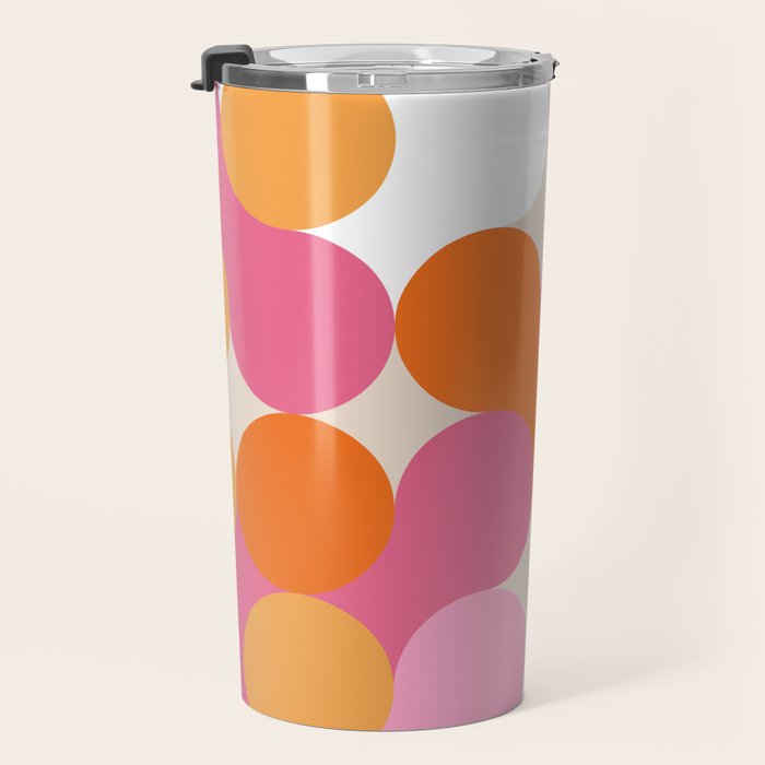 Liquid dot pattern 1 - yellow, orange, pink & white Travel Mug Gallery Image 3
