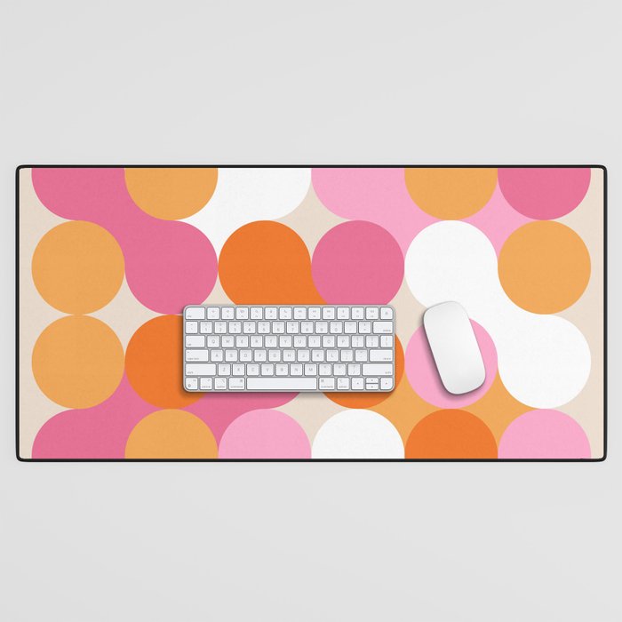 Liquid dot pattern 1 - yellow, orange, pink & white Desk Mat Gallery Image 1