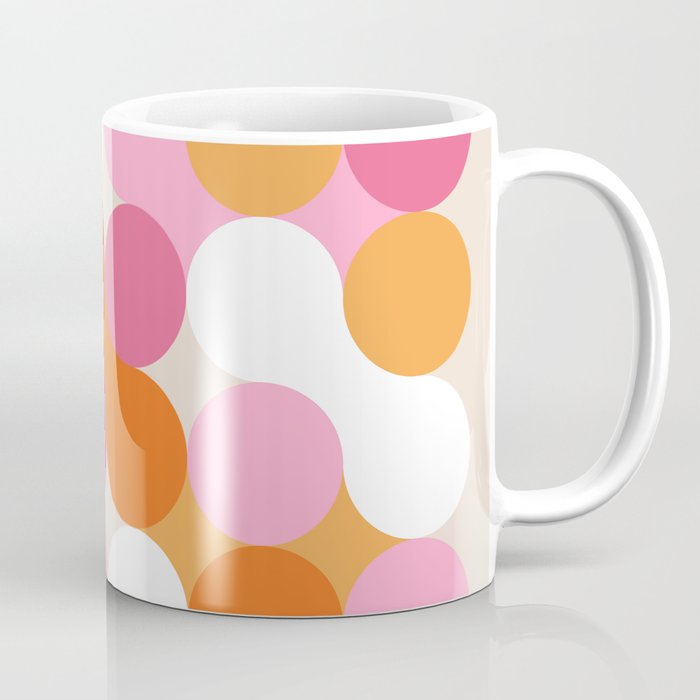 Liquid dot pattern 1 - yellow, orange, pink & white Coffee Mug Gallery Image 1
