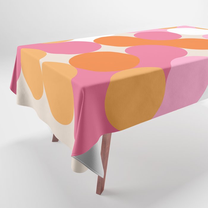 Liquid dot pattern 1 - yellow, orange, pink & white Tablecloth Gallery Image 1