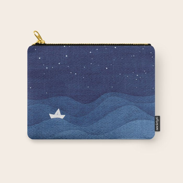 blue ocean waves, sailboat ocean stars Carry All Pouch Gallery Image 1