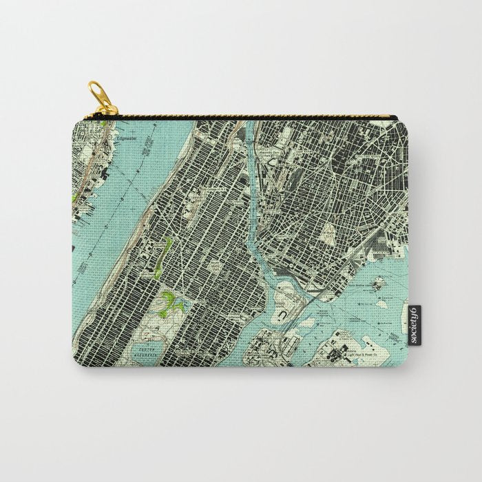 Vintage Central Park & Bronx NY Map (1947) Carry All Pouch Gallery Image 1
