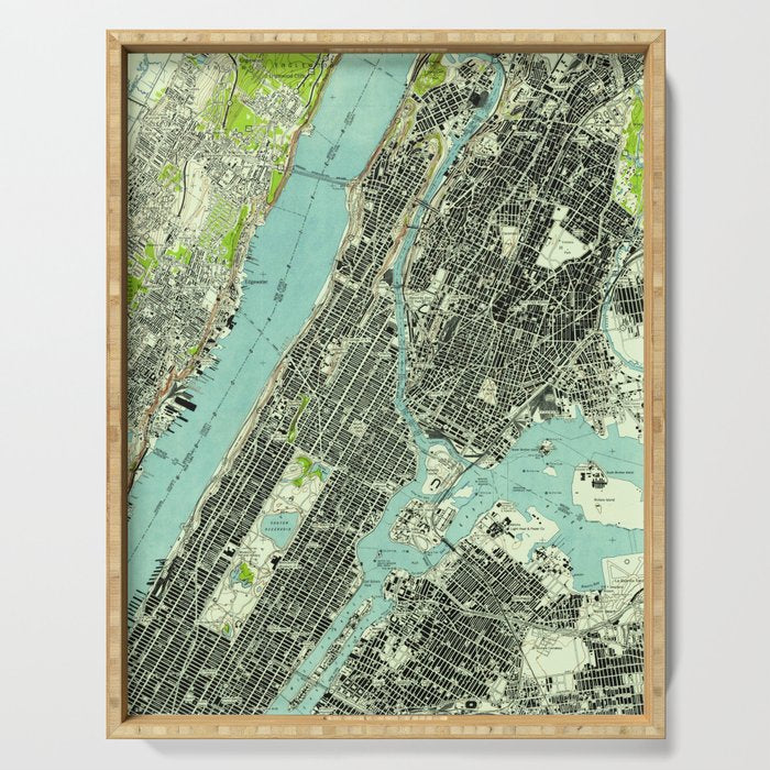 Vintage Central Park & Bronx NY Map (1947) Serving Tray Gallery Image 1