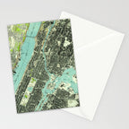 Vintage Central Park & Bronx NY Map (1947) Stationery Card Gallery Image 2