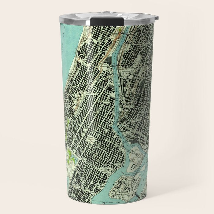 Vintage Central Park & Bronx NY Map (1947) Travel Mug Gallery Image 1