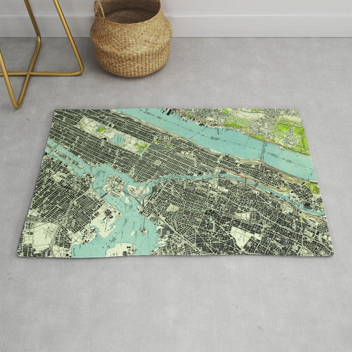 Vintage Central Park & Bronx NY Map (1947) Rug Gallery Image 1