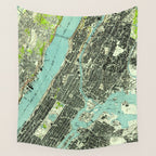 Vintage Central Park & Bronx NY Map (1947) Wall Tapestry Gallery Image 4