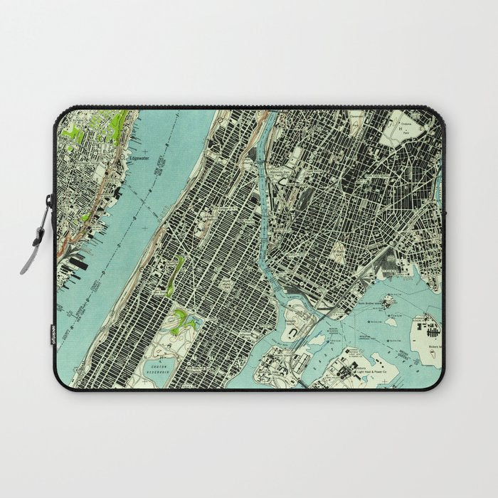 Vintage Central Park & Bronx NY Map (1947) Laptop Sleeve Gallery Image 1