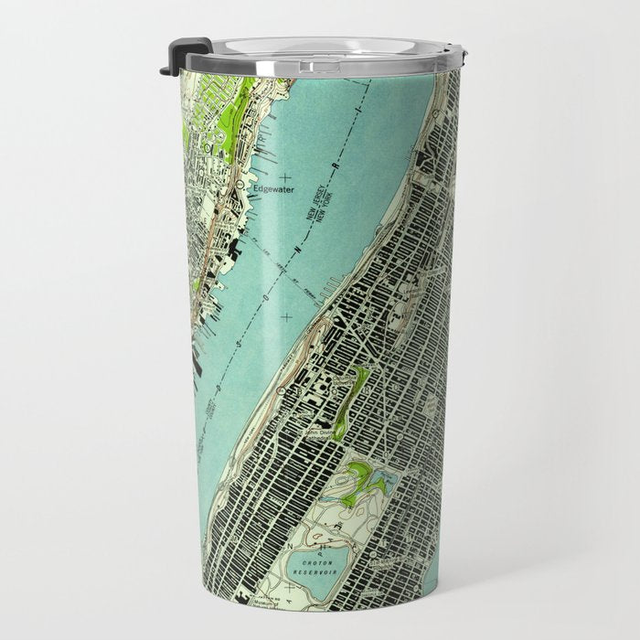 Vintage Central Park & Bronx NY Map (1947) Travel Mug Gallery Image 3