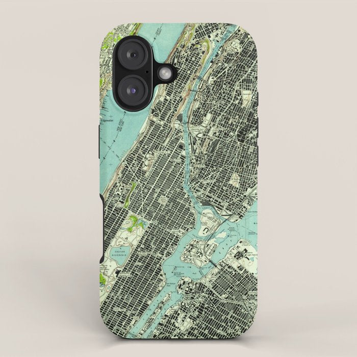 Vintage Central Park & Bronx NY Map (1947) iPhone Case Gallery Image 1