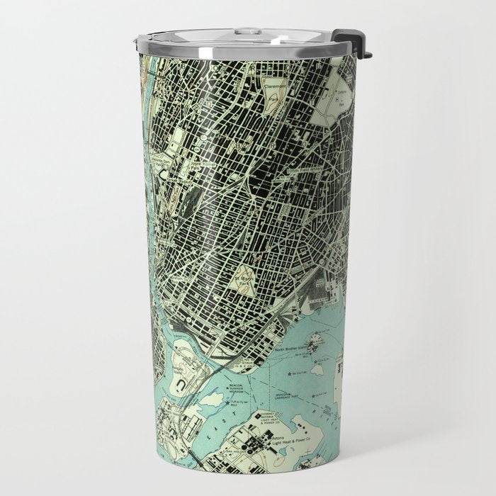 Vintage Central Park & Bronx NY Map (1947) Travel Mug Gallery Image 2
