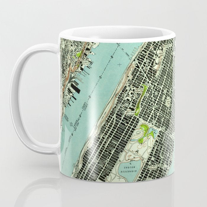 Vintage Central Park & Bronx NY Map (1947) Coffee Mug Gallery Image 3