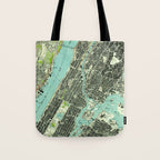 Vintage Central Park & Bronx NY Map (1947) Tote Bag Gallery Image 1