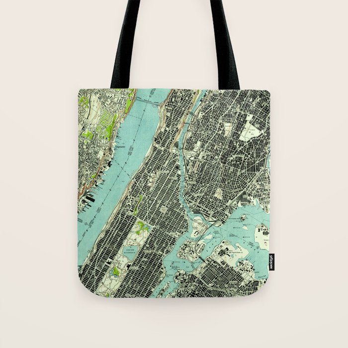 Vintage Central Park & Bronx NY Map (1947) Tote Bag Gallery Image 1