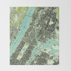 Vintage Central Park & Bronx NY Map (1947) Throw Blanket Gallery Image 2