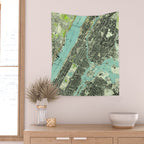 Vintage Central Park & Bronx NY Map (1947) Wall Tapestry Gallery Image 2