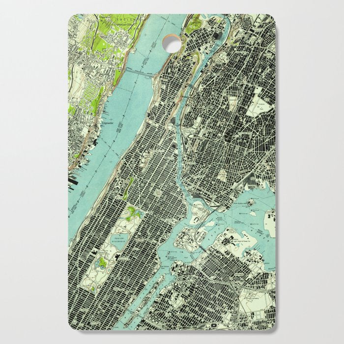 Vintage Central Park & Bronx NY Map (1947) Cutting Board Gallery Image 1