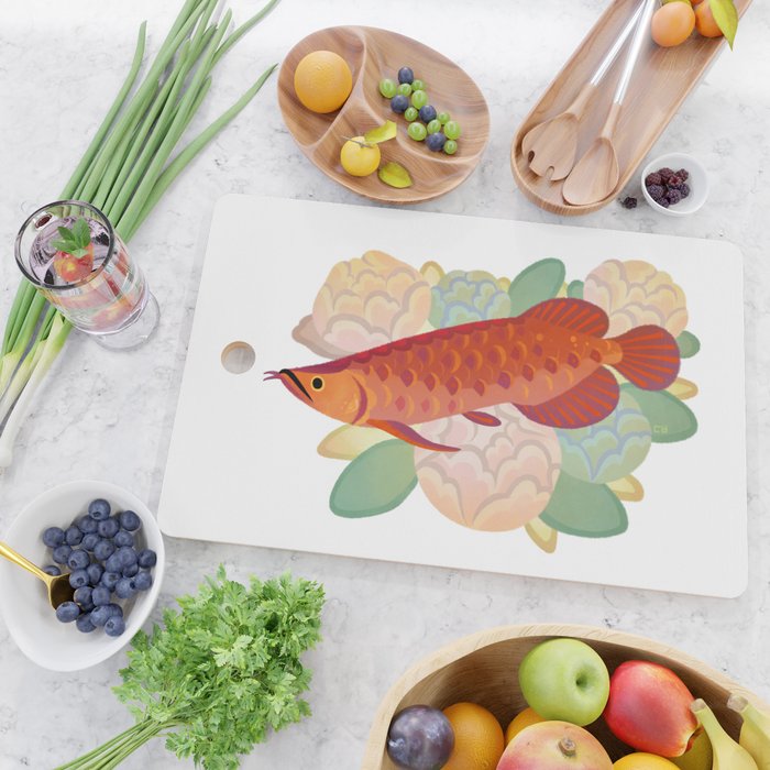Arowana and peony 3 Cutting Board Gallery Image 2