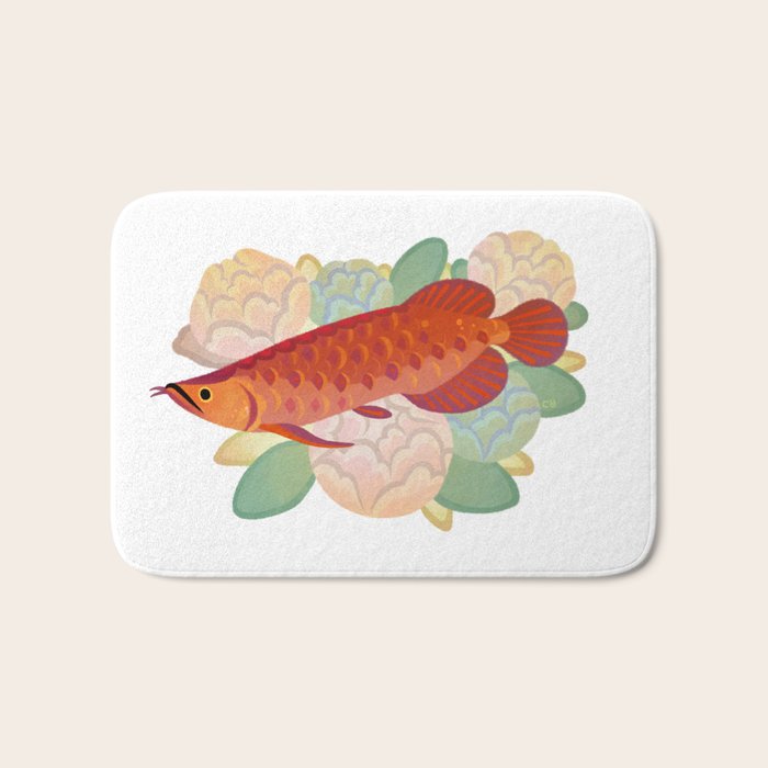 Arowana and peony 3 Bath Mat Gallery Image 1