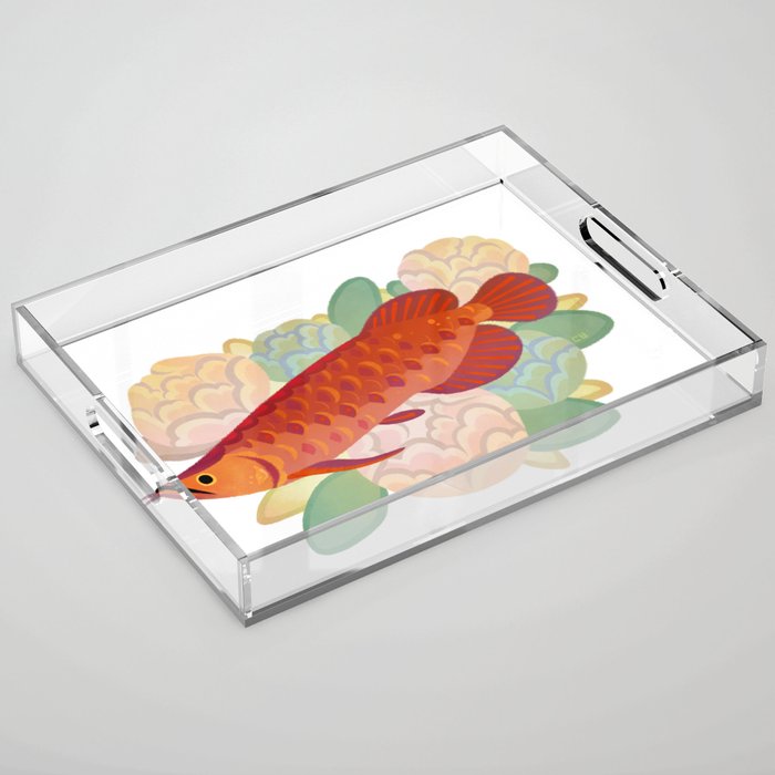 Arowana and peony 3 Acrylic Tray Gallery Image 1