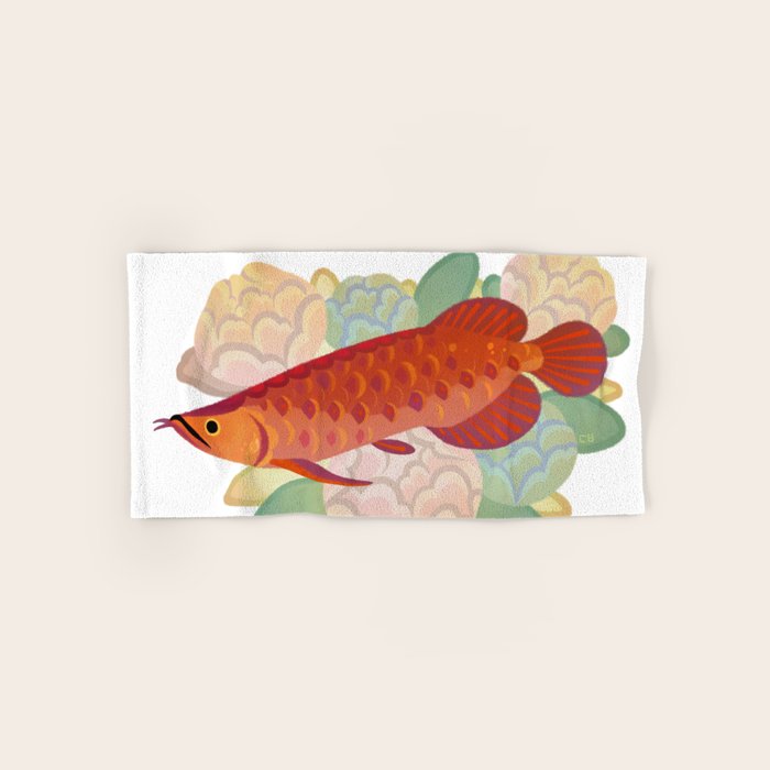Arowana and peony 3 Bath Towel Gallery Image 1