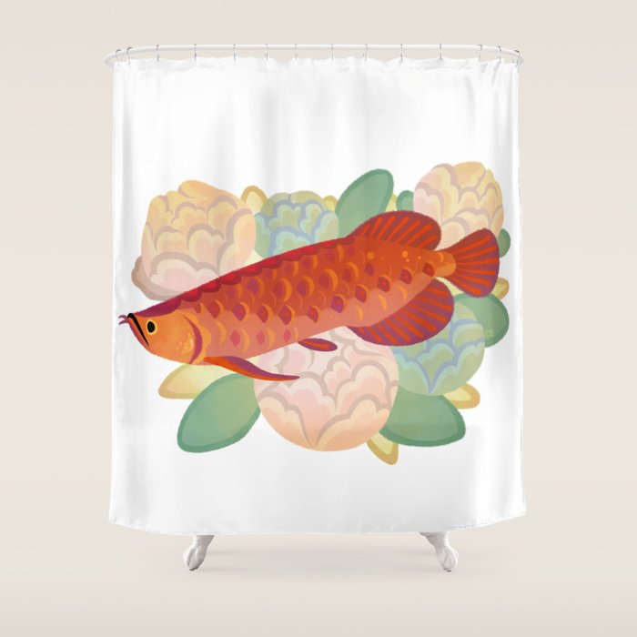 Arowana and peony 3 Shower Curtain Gallery Image 1