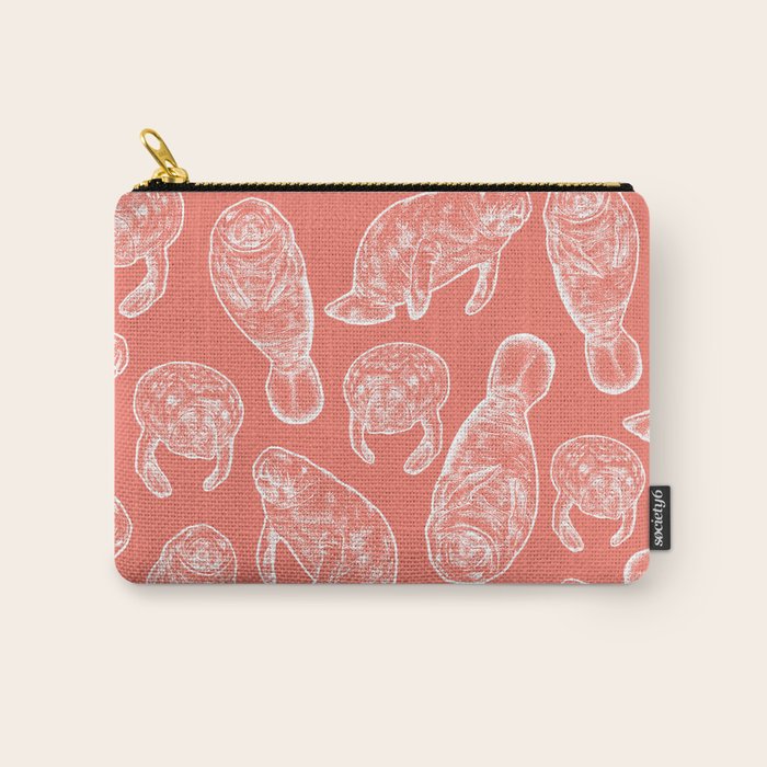 Manatee Print - Coral Carry All Pouch Gallery Image 1