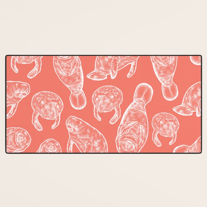 Manatee Print - Coral Desk Mat Gallery Image 3