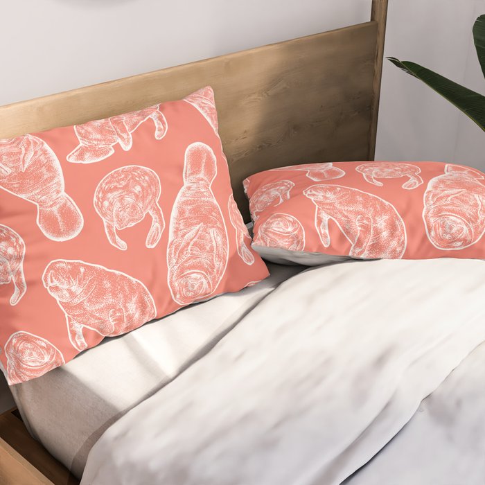 Manatee Print - Coral Pillow Sham Gallery Image 2