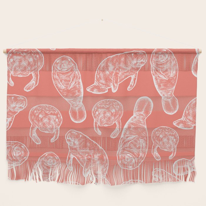 Manatee Print - Coral Wall Hanging Gallery Image 1