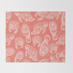 Manatee Print - Coral Throw Blanket Gallery Image 2