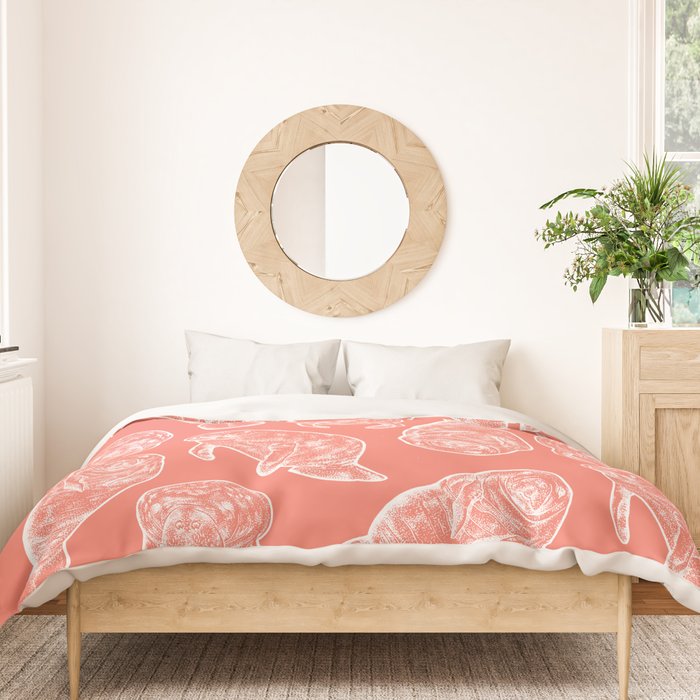 Manatee Print - Coral Duvet Cover Gallery Image 3