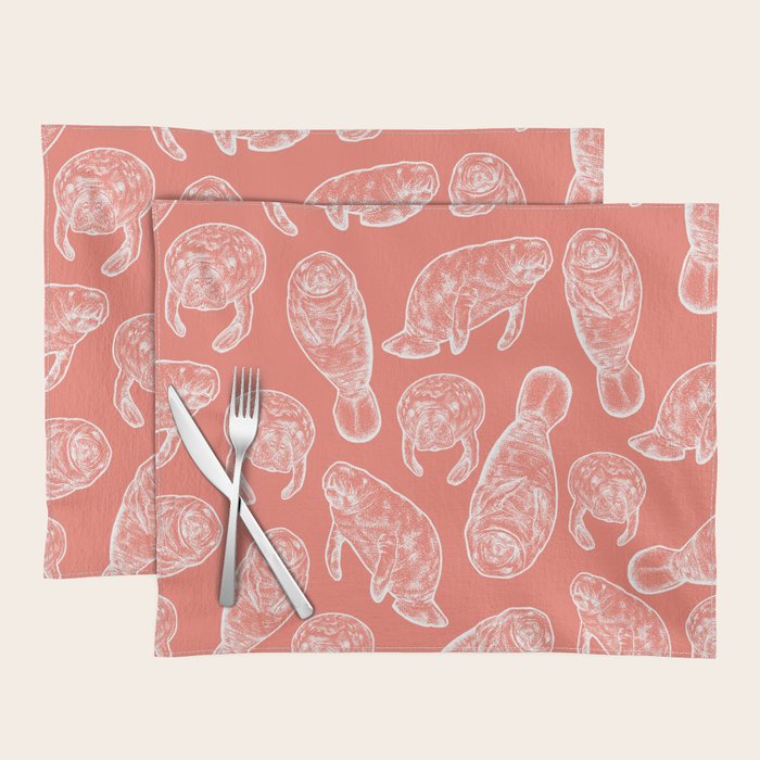 Manatee Print - Coral Placemat Gallery Image 1