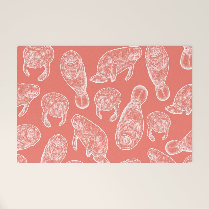 Manatee Print - Coral Welcome Mat Gallery Image 1