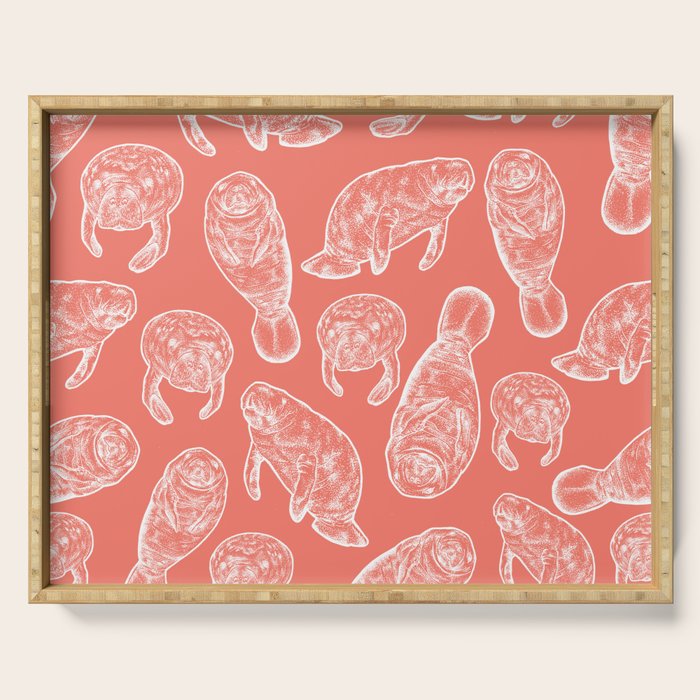 Manatee Print - Coral Serving Tray Gallery Image 1