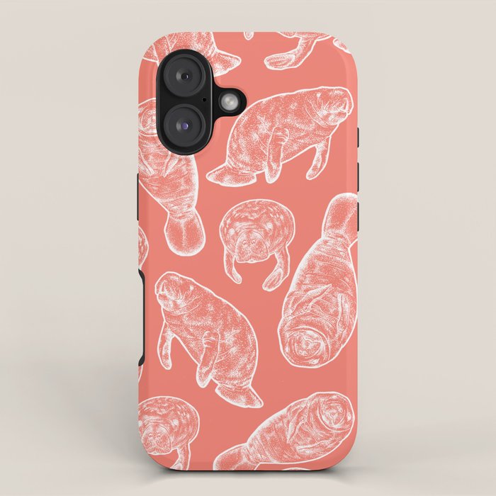 Manatee Print - Coral iPhone Case Gallery Image 1