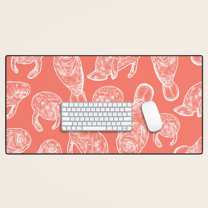 Manatee Print - Coral Desk Mat Gallery Image 1