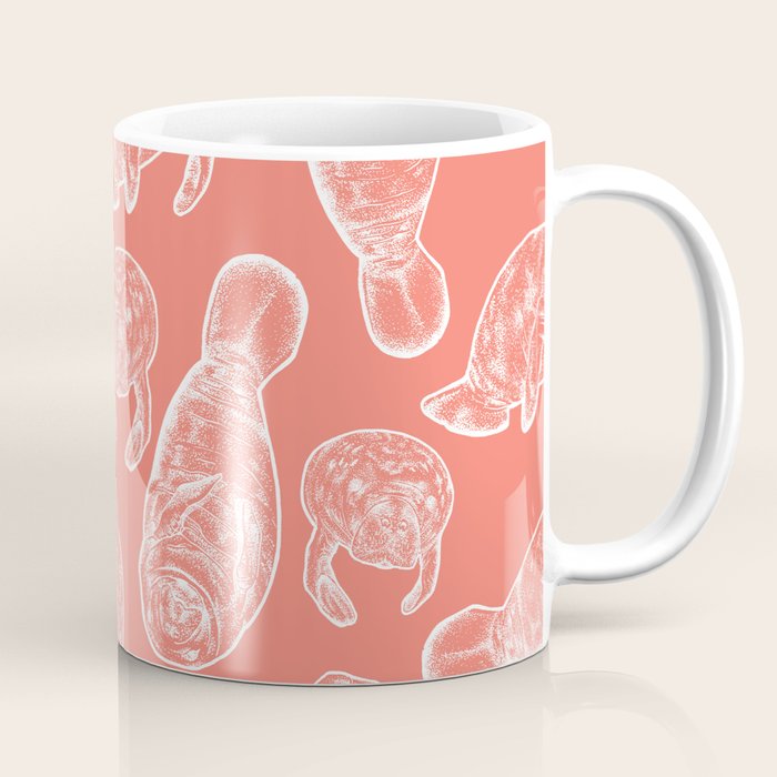 Manatee Print - Coral Coffee Mug Gallery Image 1