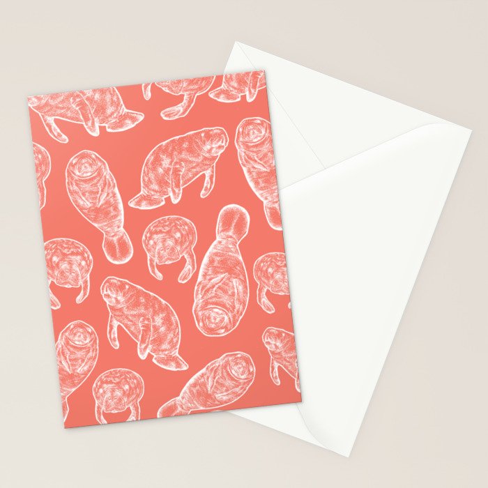 Manatee Print - Coral Stationery Card Gallery Image 2