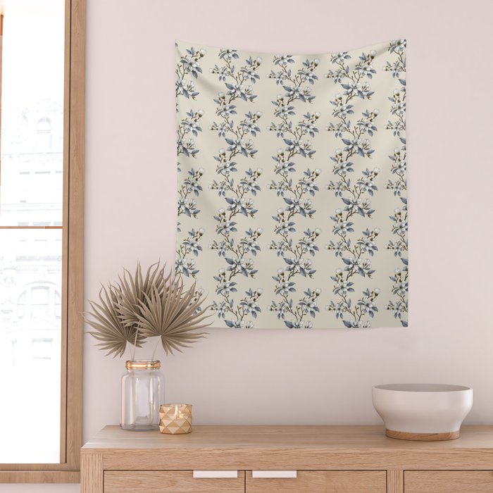 Elegant branch of white magnolia Wall Tapestry Gallery Image 2