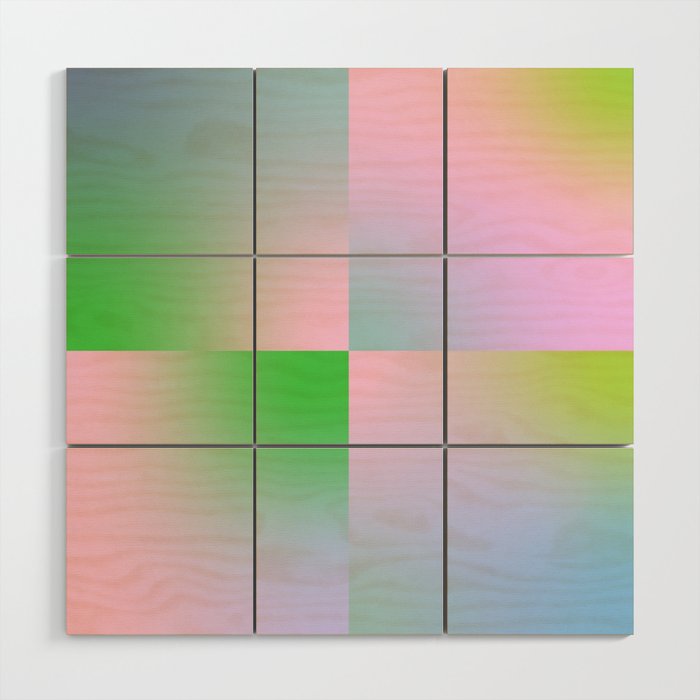 summer gradient pastel checker Wood Wall Art Gallery Image 1