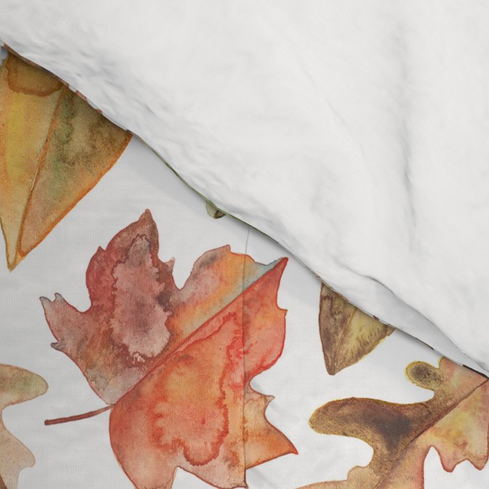 Watercolour Autumn Leaves. Comforter Gallery Image 4