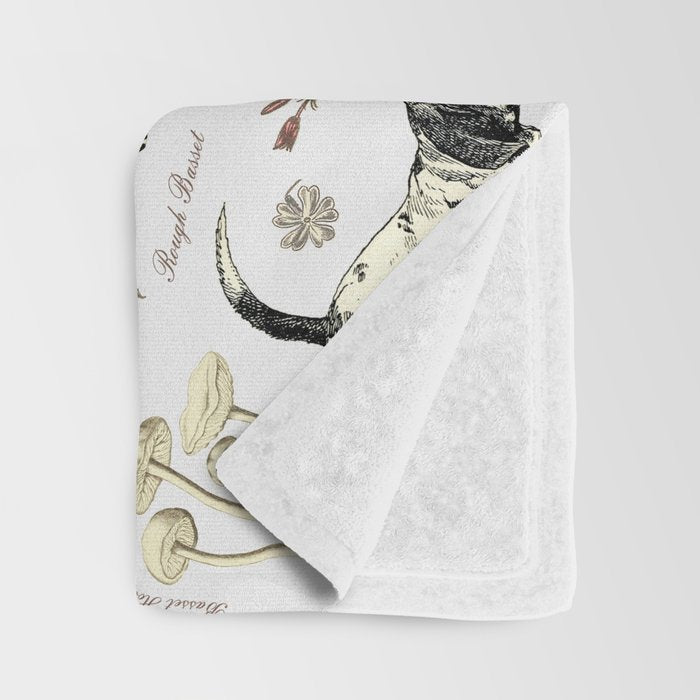 BASSET HOUNDS and MAGICAL MUSCHROOMS  Throw Blanket Gallery Image 3