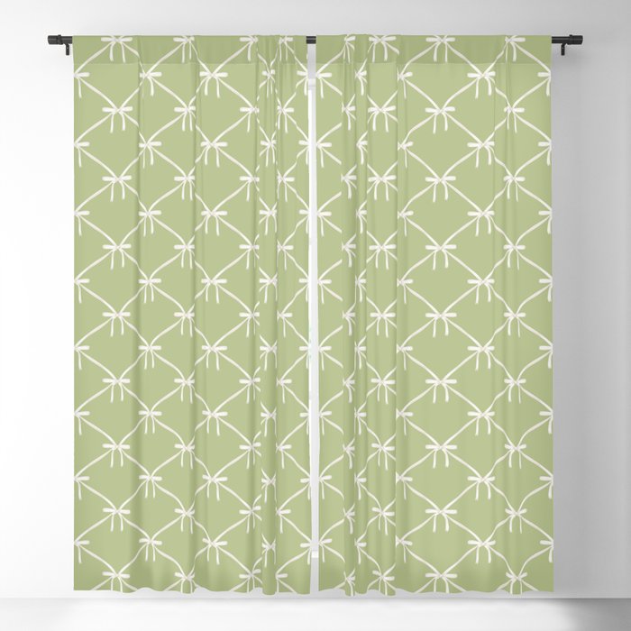 Bows & Ribbons Pattern XXIV Pastel Green Window Curtain Gallery Image 5