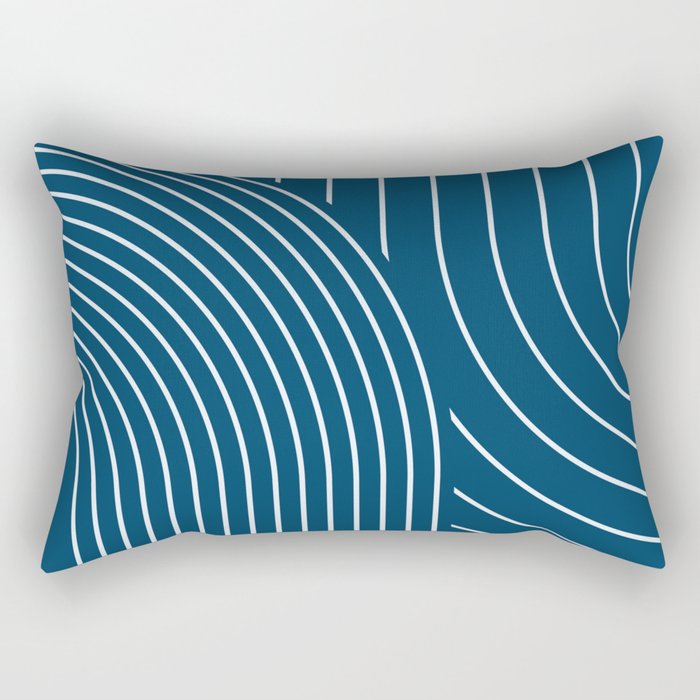 Geometric Lines in night Blue 16 (Rainbow Abstract) Rectangular Pillow Gallery Image 2