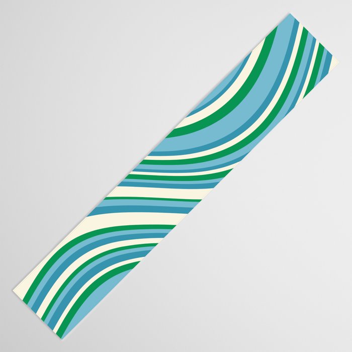 Wavy Stripes XXVII - Beachy Blue and Green Table Runner Gallery Image 3