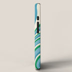 Wavy Stripes XXVII - Beachy Blue and Green iPhone Case Gallery Image 2
