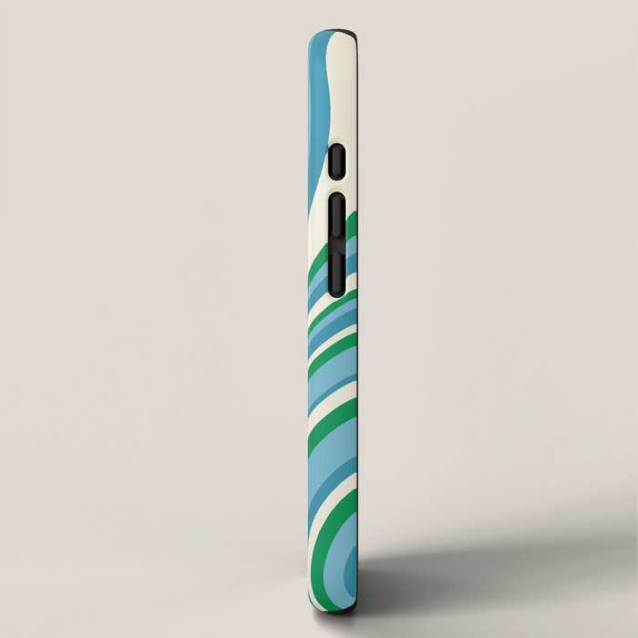 Wavy Stripes XXVII - Beachy Blue and Green iPhone Case Gallery Image 2